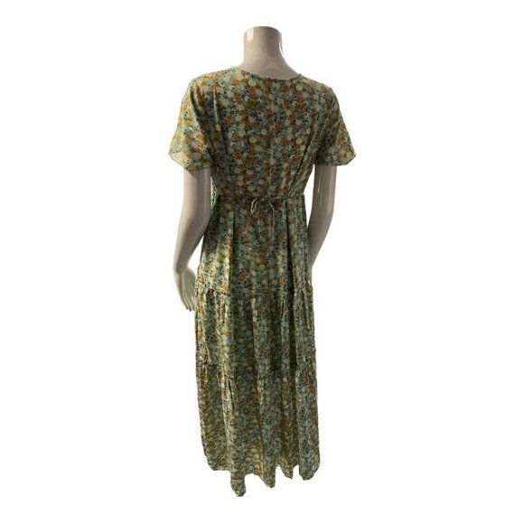 See the Shades Ruffled Floral Flounce Maxi Dress~Size Med~Sage Combo~L1 18 - Picture 6 of 11